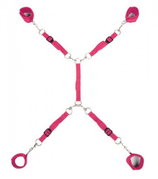 Ярко-розовый набор фиксаций на кровати Classic Bed Spreader - Lux Fetish - купить с доставкой в Астрахани