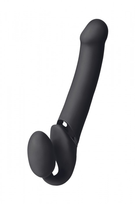 Черный безремневой вибрострапон Vibrating Bendable Strap-On L - Strap-on-me - купить с доставкой в Астрахани