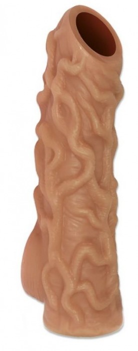 Телесная насадка с венками и открытой головкой Nude Sleeve S - 10 см. - KOKOS - в Астрахани купить с доставкой