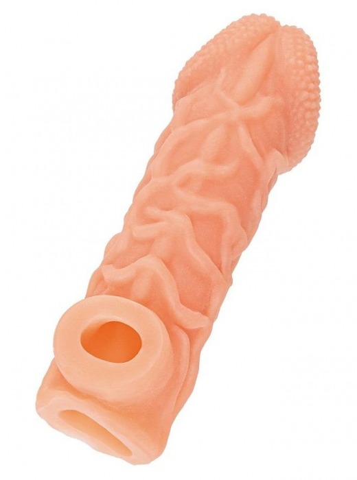 Телесная закрытая насадка с венками Cock Sleeve Size L - 17,6 см. - KOKOS - в Астрахани купить с доставкой