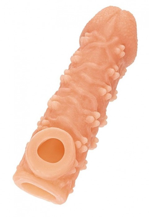 Телесная закрытая насадка с пучками шишечек Cock Sleeve Size L - 17,6 см. - KOKOS - в Астрахани купить с доставкой