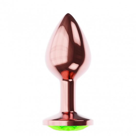 Пробка цвета розового золота с лаймовым кристаллом Diamond Emerald Shine S - 7,2 см. - Lola Games - купить с доставкой в Астрахани
