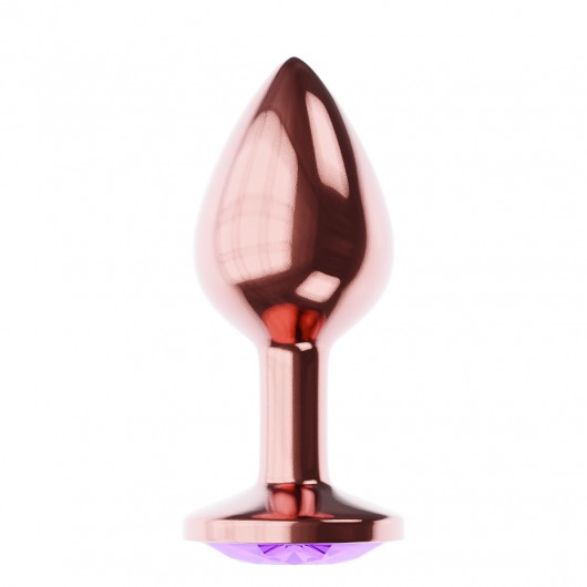 Пробка цвета розового золота с фиолетовым кристаллом Diamond Amethyst Shine L - 8,3 см. - Lola Games - купить с доставкой в Астрахани