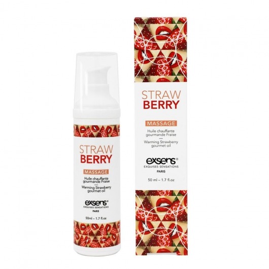 Разогревающее массажное масло  с ароматом клубники Gourmet Strawberry - 50 мл. - Exsens - купить с доставкой в Астрахани