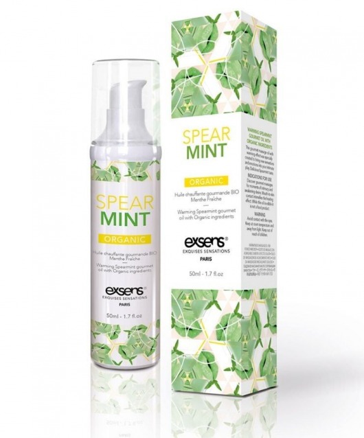 Разогревающее массажное масло Gourmet Spearmint Organic с органическими ингредиентами - 50 мл. - Exsens - купить с доставкой в Астрахани