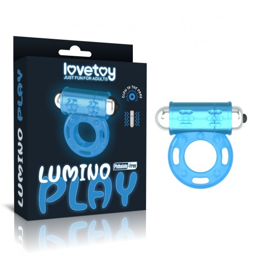 Голубое, светящееся в темноте эрекционное виброкольцо Lumino Play Vibrating Penis Ring - Lovetoy - в Астрахани купить с доставкой