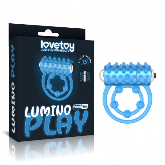 Голубое, светящееся в темноте виброкольцо Lumino Play Vibrating Penis Ring - Lovetoy - в Астрахани купить с доставкой
