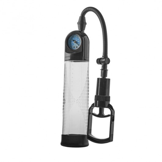 Прозрачная вакуумная помпа с манометром Deluxe Penis Pump - Dream Toys - в Астрахани купить с доставкой