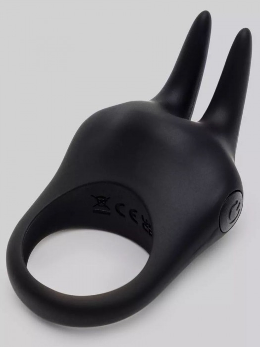 Черное эрекционное виброкольцо Sensation Rechargeable Vibrating Rabbit Love Ring - Fifty Shades of Grey - в Астрахани купить с доставкой