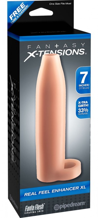 Телесная насадка Real Feel Enhancer XL - 17 см. - Pipedream - в Астрахани купить с доставкой