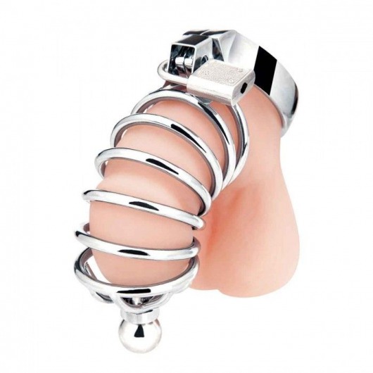 Серебристая клетка для члена Urethral Play Cage - BlueLine - купить с доставкой в Астрахани
