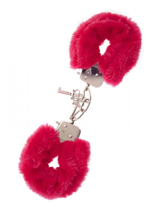 Металлические наручники с красной меховой опушкой METAL HANDCUFF WITH PLUSH RED - Dream Toys - купить с доставкой в Астрахани