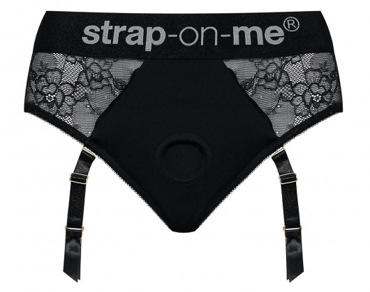Черные трусики для насадок Diva Lingerie Harness - size S - Strap-on-me - купить с доставкой в Астрахани