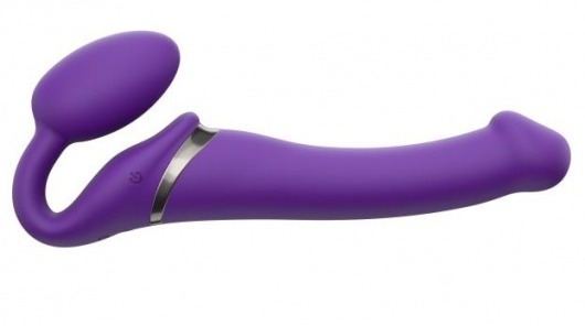 Фиолетовый безремневой вибрострапон Vibrating Bendable Strap-On - size L - Strap-on-me - купить с доставкой в Астрахани
