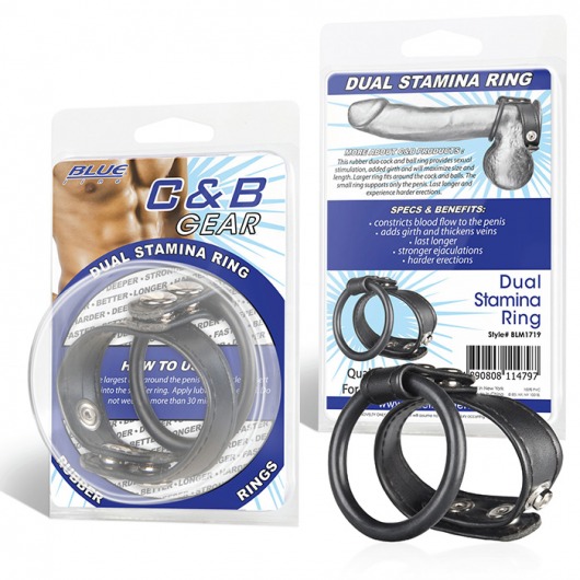 Двойное кольцо выносливости на пенис DUAL STAMINA RING - BlueLine - в Астрахани купить с доставкой