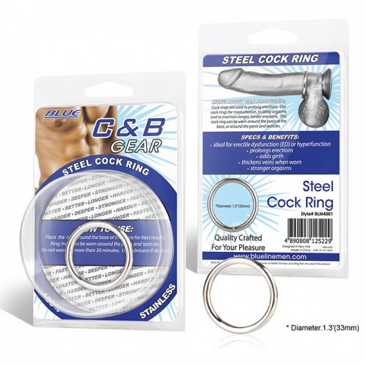 Стальное эрекционное кольцо STEEL COCK RING - 3.5 см. - BlueLine - в Астрахани купить с доставкой