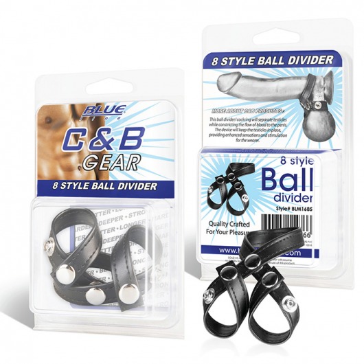 Разделитель мошонки из искусственной кожи на клепках 8 STYLE BALL DIVIDER - BlueLine - купить с доставкой в Астрахани