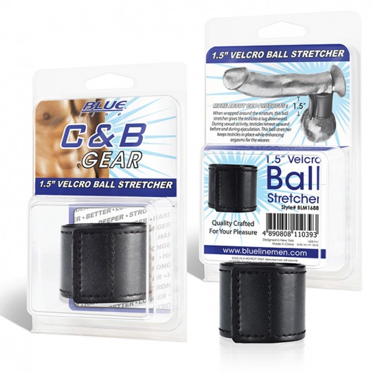 Хомут-утяжка для мошонки из искусственной кожи на липучке VELCRO BALL STRETCHER- 4 см. - BlueLine - в Астрахани купить с доставкой
