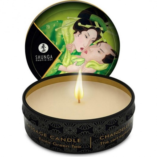 Массажная свеча Exotic Green Tea с ароматом зелёного чая - 30 мл. - Shunga - купить с доставкой в Астрахани