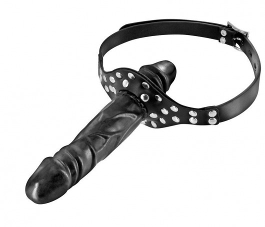Черный кляп-фаллоимитатор Double Penis Gag - Fetish Tentation - купить с доставкой в Астрахани