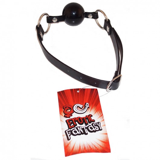 Силиконовый черный кляп-шарик на ремне Black Ballgag - Erotic Fantasy - купить с доставкой в Астрахани