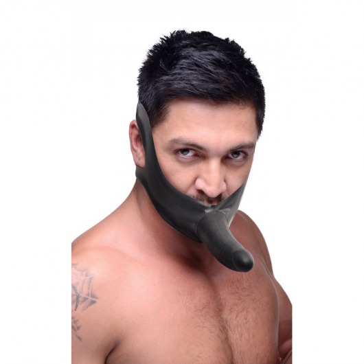 Черный кляп-страпон Masters Mini Face Fuck Strap-On - 14 см. - XR Brands - купить с доставкой в Астрахани
