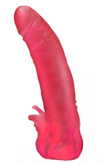 Розовая насадка для страпона с клиторальными лепестками - 18,5 см. - LOVETOY (А-Полимер) - купить с доставкой в Астрахани