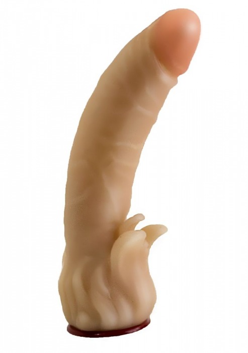 Телесная гелевая насадка-фаллос с клиторальными лепестками - 18,5 см. - LOVETOY (А-Полимер) - купить с доставкой в Астрахани
