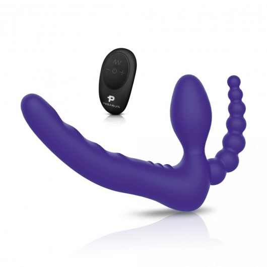 Фиолетовый безремневой страпон с пультом ДУ 7’’ Remote Control Strapless - 24 см. - Pegasus - купить с доставкой в Астрахани