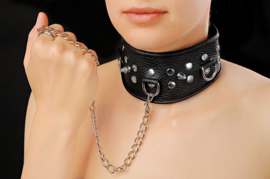 Чёрный ошейник из кожи - Sitabella - купить с доставкой в Астрахани