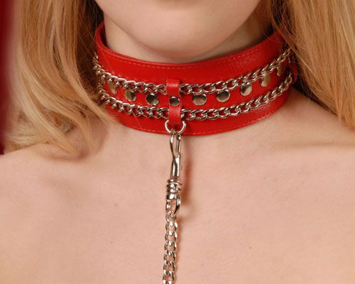 Красный ошейник с цепочками - Sitabella - купить с доставкой в Астрахани