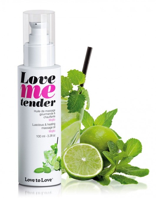 Съедобное согревающее массажное масло Love Me Tender Mojito с ароматом мохито - 100 мл. - Love to Love - купить с доставкой в Астрахани