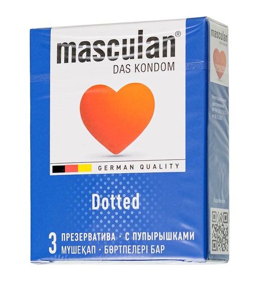 Презервативы с пупырышками Masculan Dotted - 3 шт. - Masculan - купить с доставкой в Астрахани