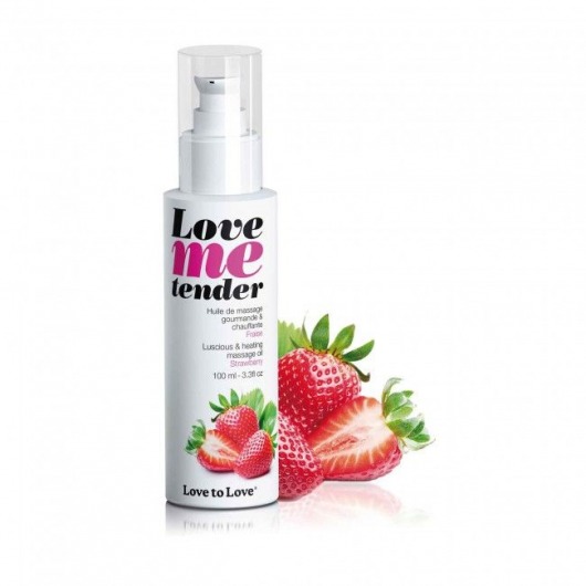 Съедобное согревающее массажное масло Love Me Tender Strawberry с ароматом клубники - 100 мл. - Love to Love - купить с доставкой в Астрахани