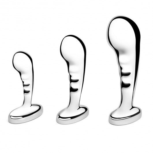 Набор из 3 стальных стимуляторов простаты Stainless Steel P-spot Training Set - b-Vibe - в Астрахани купить с доставкой