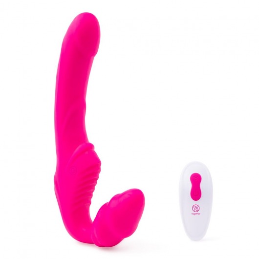 Розовый безремневой страпон на радиоуправлении Strapless Together - 22 см. - Together Toy - купить с доставкой в Астрахани