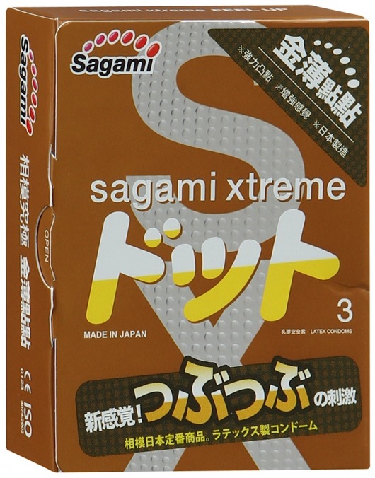 Презервативы Sagami Xtreme FEEL UP с точечной текстурой и линиями прилегания - 3 шт. - Sagami - купить с доставкой в Астрахани
