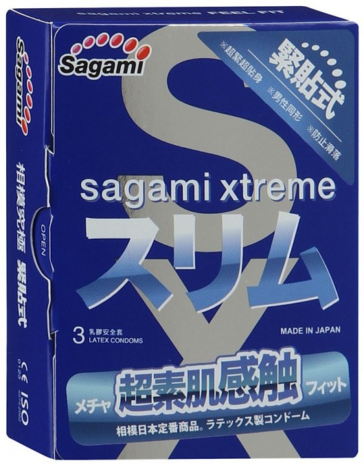 Розовые презервативы Sagami Xtreme FEEL FIT 3D - 3 шт. - Sagami - купить с доставкой в Астрахани