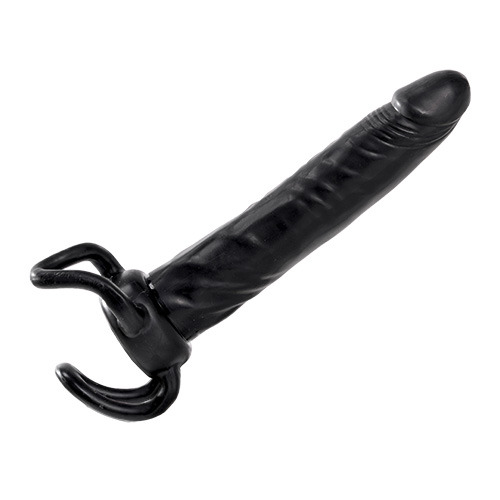 Чёрная насадка-фаллос для двойного проникновения INFLATABLE DILDO SLIM DONG  - 13,5 см. - Toyz4lovers - в Астрахани купить с доставкой