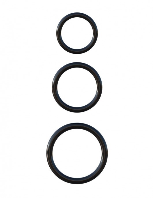 Набор из трех черных эрекционных колец Silicone 3-Ring Stamina Set - Pipedream - в Астрахани купить с доставкой