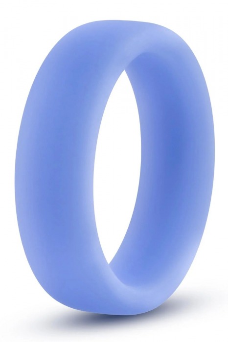 Голубое люминесцентное кольцо Silicone Glo Cock Ring - Blush Novelties - в Астрахани купить с доставкой