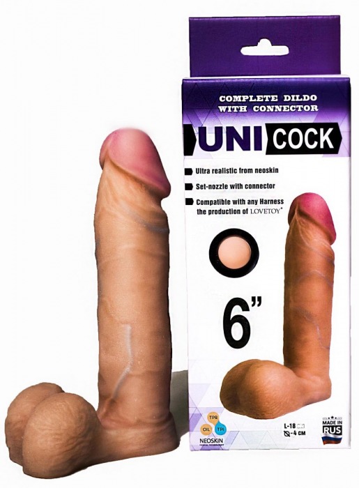 Насадка для страпона фаллической формы UNICOCK 6  - 18 см. - LOVETOY (А-Полимер) - купить с доставкой в Астрахани