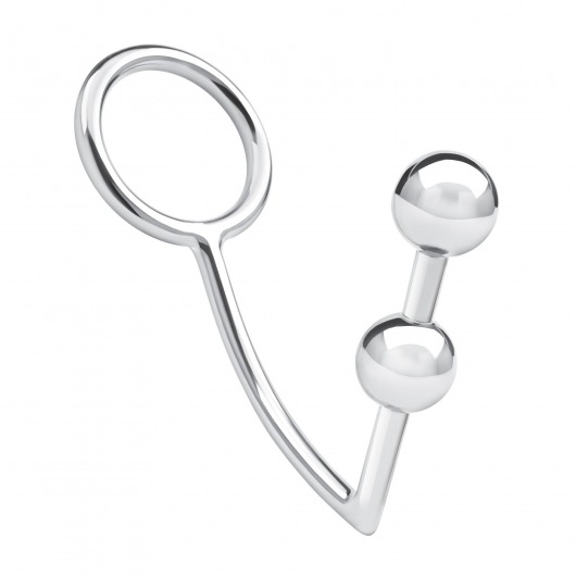 Кольцо на пенис с анальным стимулятором Two Bead Stainless Steel Anal Hook   Cock Ring - BlueLine - в Астрахани купить с доставкой