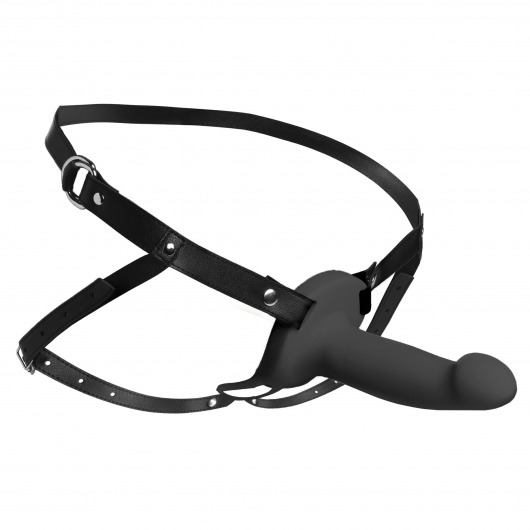 Черный полый страпон с вибрацией 2’’ Erection 28X Smooth Vibrating Silicone Penis Sheath - XR Brands - купить с доставкой в Астрахани