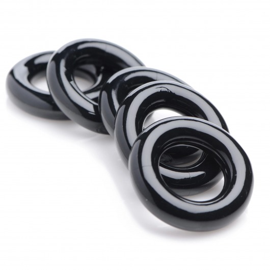 Комплект из 5 черных эрекционных колец для мошонки Ring Master Custom Ball Stretcher Kit - XR Brands - в Астрахани купить с доставкой