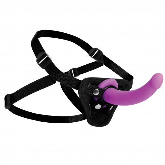 Лиловый поясной страпон Navigator Silicone G-Spot Dildo with Harness - 17,8 см. - XR Brands - купить с доставкой в Астрахани