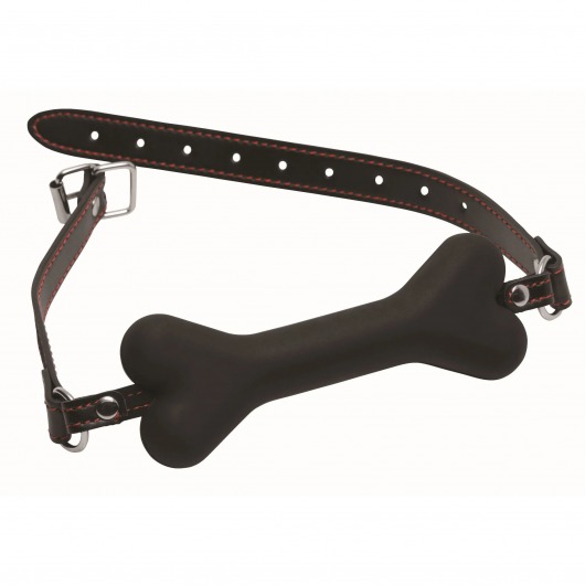 Черный кляп в форме косточки Hound Adjustable Dog Bone Gag - XR Brands - купить с доставкой в Астрахани