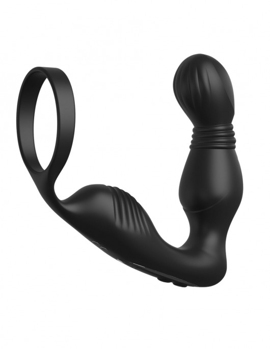 Черный вибростимулятор простаты с эрекционным кольцом Ass-Gasm Pro P-Spot Milker - Pipedream - в Астрахани купить с доставкой