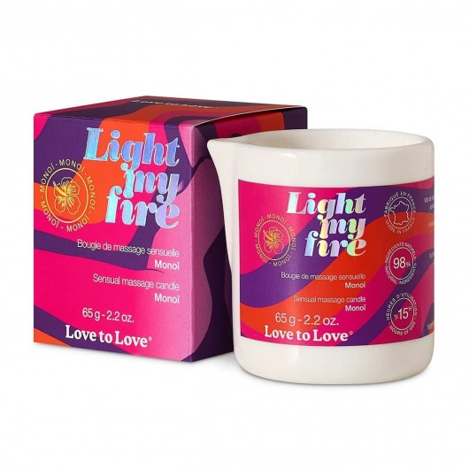 Массажная свеча Light My Fire с ароматом моной - 80 мл. - Love to Love - купить с доставкой в Астрахани