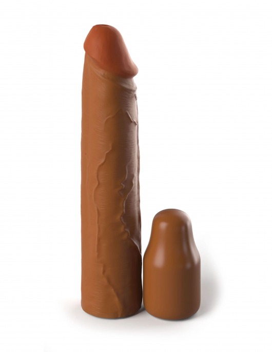 Коричневая насадка на член 2  Silicone X-tension - 20,3 см. - Pipedream - в Астрахани купить с доставкой